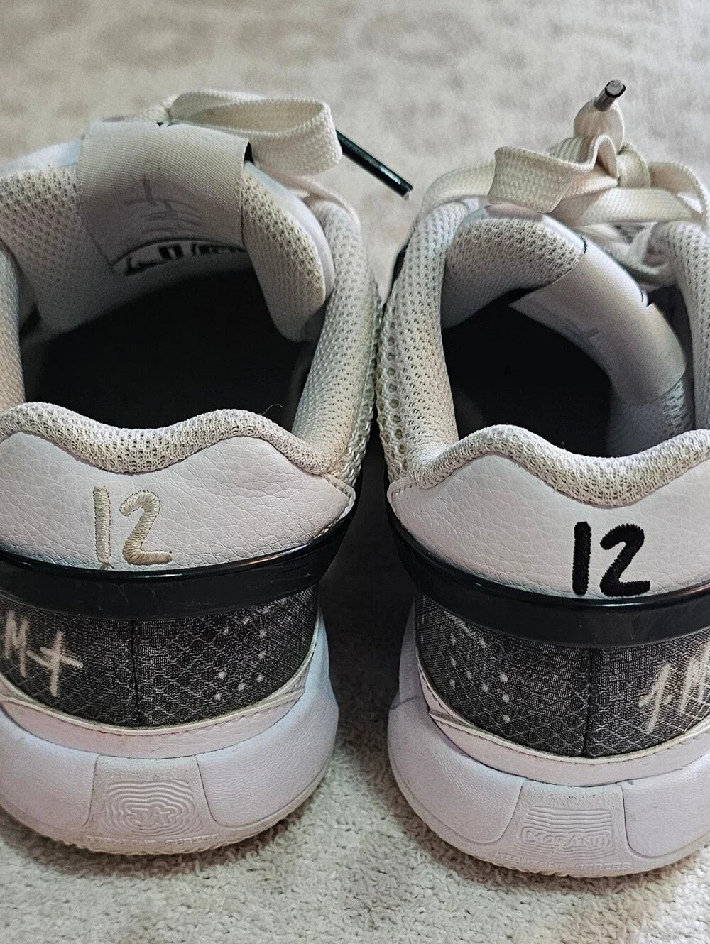 Nike Ja 1 Scratch 2.0 Shoes White Black Lace Up Sz 3.5 Youth